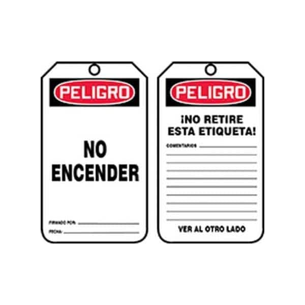 Accuform Spanish Safety Tags, DANGER DO NOT START, 5.75in x 3.25in, PF-Cardstock, 25PK SHMDT190CTP - main